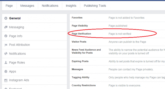 fb page verification 