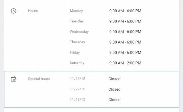 special hours