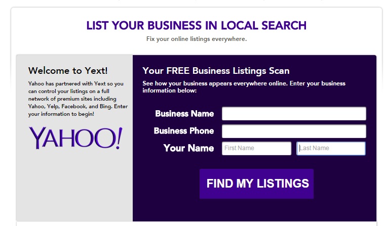 yahoo local listings