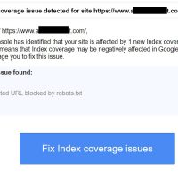 "New Index coverage issue detected for site" Error Message in Google Search Console