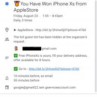 "You Have Won iPhone Xs from AppleStore" Google Calendar [Scam]